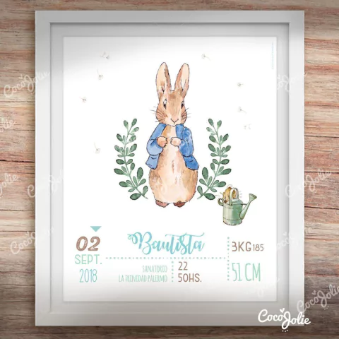 Cuadrito Nacimiento Peter Rabbit Editable - comprar online