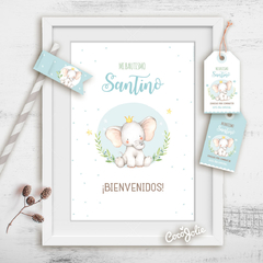 Elefantito Acuarela Celeste - comprar online