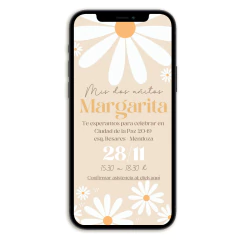 Invitación digital Margaritas Crema editable en CANVA