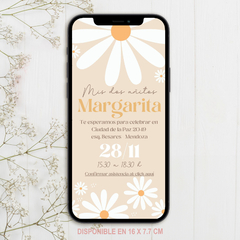 Invitación digital Margaritas Crema editable en CANVA