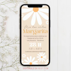 Invitación digital Margaritas Crema editable en CANVA