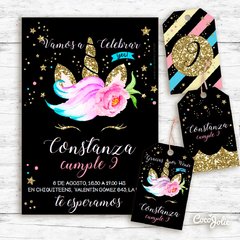 Kit Unicornio Negro. Imprimible Personalizable