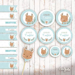 Kit Ciervito Bebé del Bosque. Imprimible personalizable