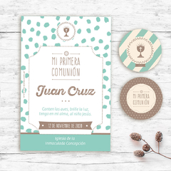 Kit Primera Comunión/ Bautismo Niño Retro. Imprimibles personalizables