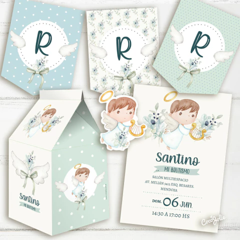 Kit Angelito Nene Alitas. Imprimible Personalizable editable en computadora en Adobe pdf Reader