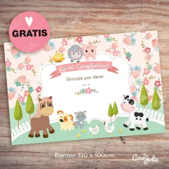 Banner Animalitos de la granja Nena 150 x100 Gratis!
