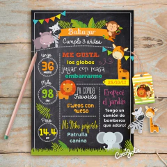 Imagen de Kit Animalitos de la Selva Nene. Imprimible Personalizable