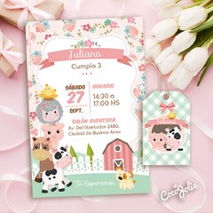 Kit Animalitos de la Granja Nena. Imprimible Personalizable