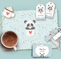 Kit Osito Panda Celeste. Imprimible Personalizable - online store