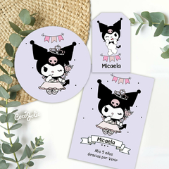 Kit Kuromi para cumples y celebraciones. Descarga digital, editable en adobe pdf reader.