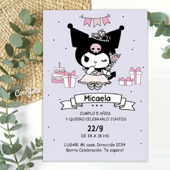Kit Kuromi para cumples y celebraciones. Descarga digital, editable en adobe pdf reader.