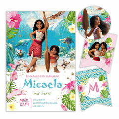 Kit editable de Moana 2, con textos personalizable para fiestas y celebraciones