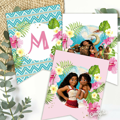 Kit editable de Moana 2, con textos personalizable para fiestas y celebraciones