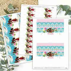 Kit editable de Moana 2, con textos personalizable para fiestas y celebraciones