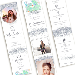 Invitacion Digital Web 15 Años Interactiva Inteligente Whatsapp Glitter Plata