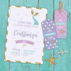 Kit Sirenita Vintage. Pack completo. Imprimibles personalizables