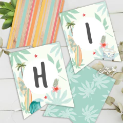 Kit Surf Tropical. Imprimible personalizable