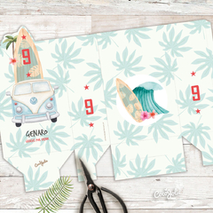 Kit Surf Tropical. Imprimible personalizable