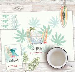 Kit Surf Tropical. Imprimible personalizable