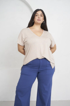 Remera CHULA rayada tostado y crudo en internet