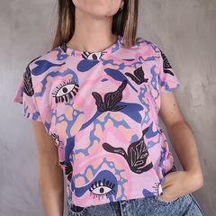 Remera Crop Pink Eyes