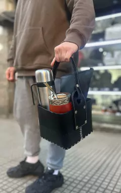 CANASTA MATERA CUERO NEGRO - tienda online