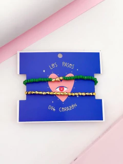 SET PULSERA DUO CORAZON DORADO - tienda online