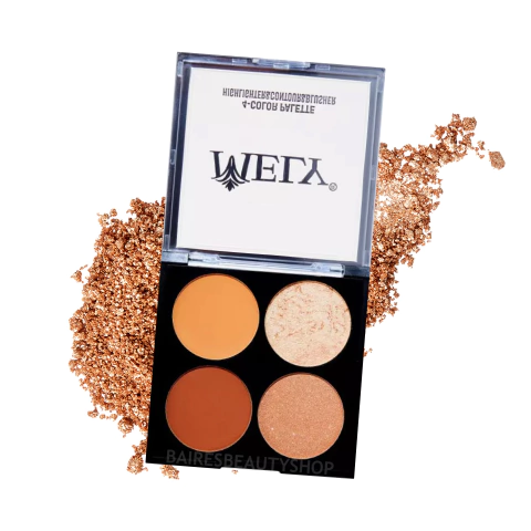 Paleta Cuarteto Contorno. Iluminador y Rubor en Polvo Mely