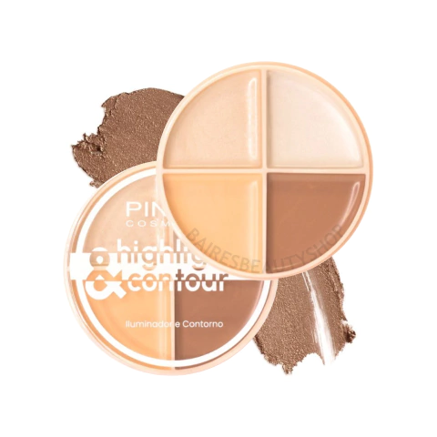 Paleta 4 en 1 Contorno, Iluminador y Corrector Cremoso Pink 21