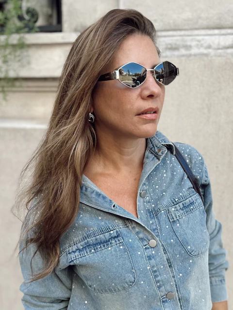 Camisa Jeans con Strass