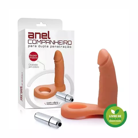 Anel companheiro para dupla penetração 11cm com vibrador