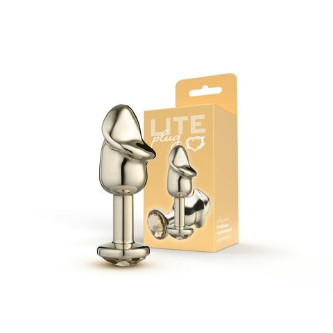 Plug Dourado Pênis com Pedra Dourada