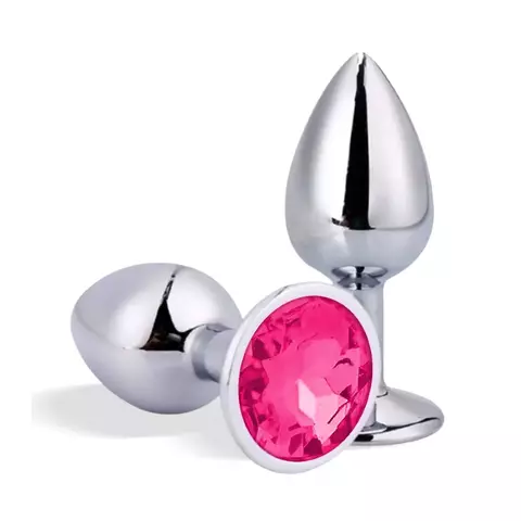 Plug Anal De Aço Pequeno Com Joia Pink 7x3cm