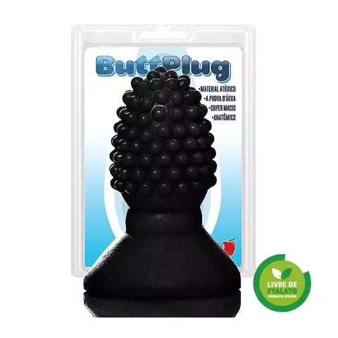 Mini Plug Franboesa Com Cravinhos, 7,5 x 3,5 Cm Na Cor Preto