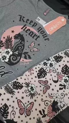Pijama de algodón manga larga estampado. "SO PINK" ART - 11620 en internet