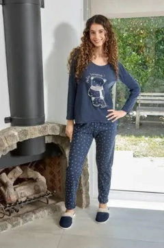 Pijama Dama Invierno Interlock Estampado Susurro Art 3614 - comprar online