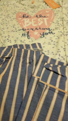 Pijama de algodón manga larga estampado. "SO PINK" ART - 11623