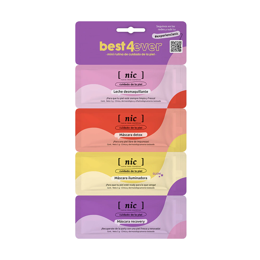 Nic BEST 4EVER Mini Rutina Facial: Desmaquillante + Detox + Iluminadora + Recovery x 20 g