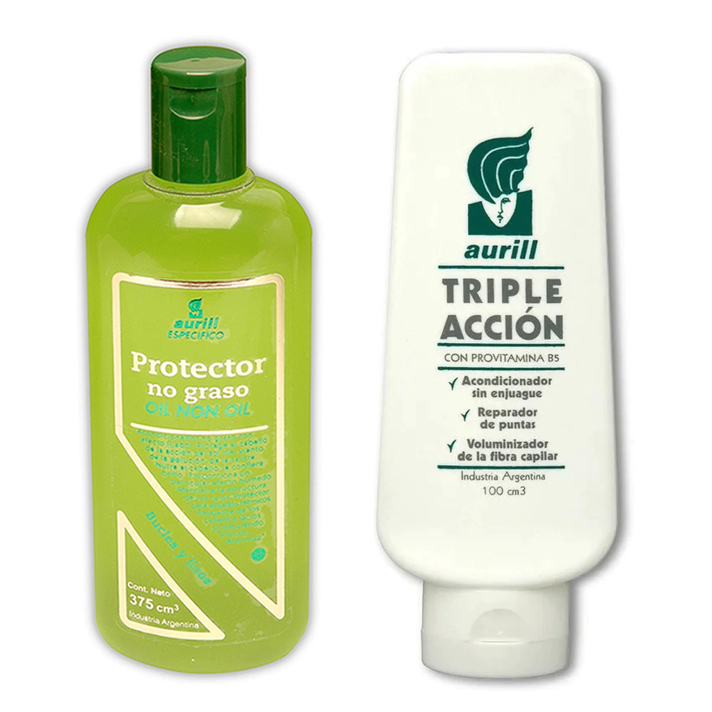 Combo Aurill protector no graso oil non oil x375cm³ + Aurill Crema Triple Acción x 100gr