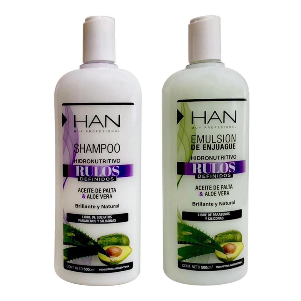 Han Combo Rulos Definidos Shampoo x500cm³ + Acondicionador x500cm³