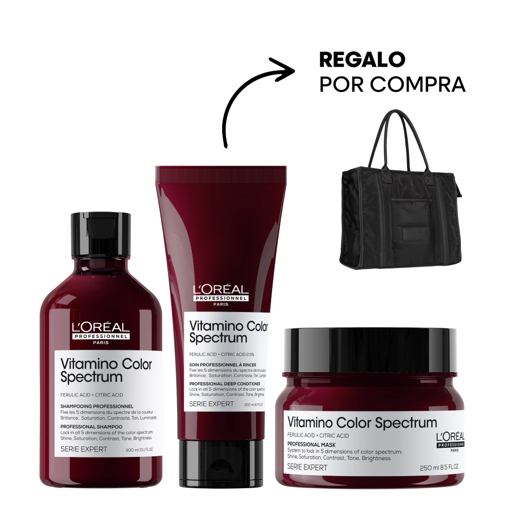 *Kit Loreal Professionnel Vitamino Color Spectrum Shampoo x300ml + Acondicionador x200ml + Mascara x250ml + Regalo