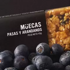 Barra de Cereal Pasas y Arandanos sin azucar x 45 grs MUECAS (x 8 unidades) - Tienda Oeste Alimentos Naturales