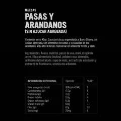 Barra de Cereal Pasas y Arandanos sin azucar x 45 grs MUECAS (x 8 unidades) en internet
