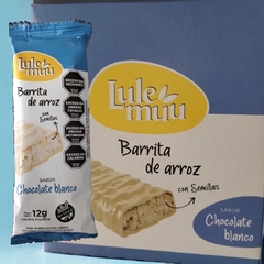 Barra de Arroz Bañada con Chocolate Blanco x 12 grs LULEMUU (x 20 unidades) - comprar online