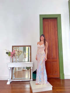 Vestido Menorca blanco tornasolado on internet