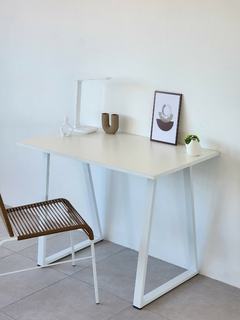 Escritorio Madera Y Hierro Moderno Grande Minimal