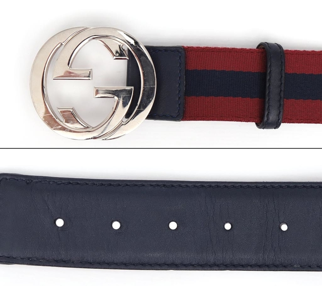 Cinto Gucci Web Interlocking GG Buckle Tam 85