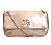 Bolsa Michael Kors MK Flap Couro Dourada