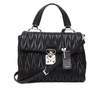 Bolsa Miu Miu Flap Couro Matelassê Top Handle Preta