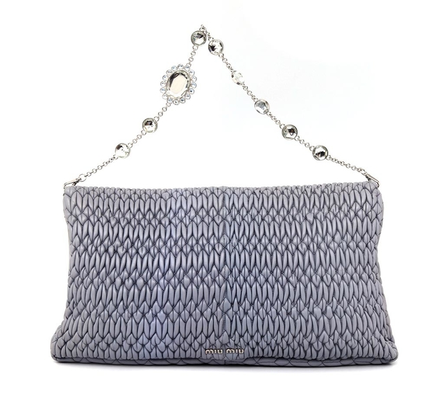 Bolsa Clutch Miu Miu Ruched Nappa Leather Cristal Large Foldover - comprar online